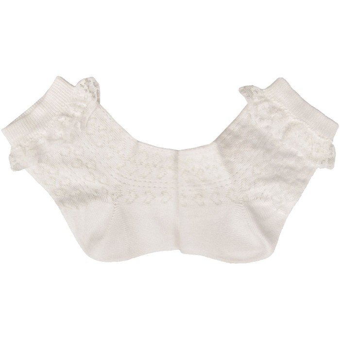 6 Paia di calze Ciocca Bambina basse in cotone traforato con riccioli in pizzo