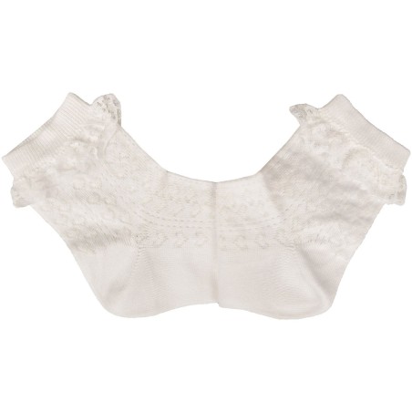 6 Paia di calze Ciocca Bambina basse in cotone traforato con riccioli in pizzo