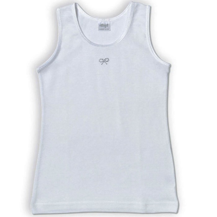 3 Canottiere bambina Ellepi a spalla larga in puro cotone con Strass applicati