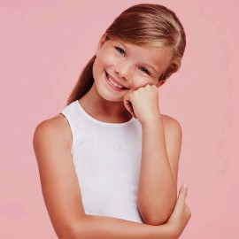 3 Canottiere bambina Ellepi a spalla larga in puro cotone con Strass applicati 2