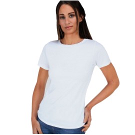 T-shirt donna New Dimension manica corta girocollo in puro cotone, taglio comodo