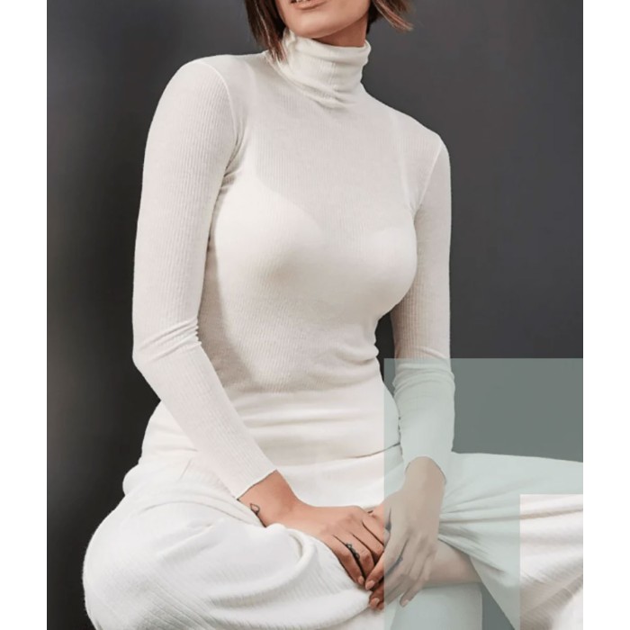 Maglia donna Sublyme manica lunga a dolcevita in micromodal e caldo cashmere