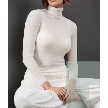 Maglia donna Sublyme manica lunga a dolcevita in micromodal e caldo cashmere