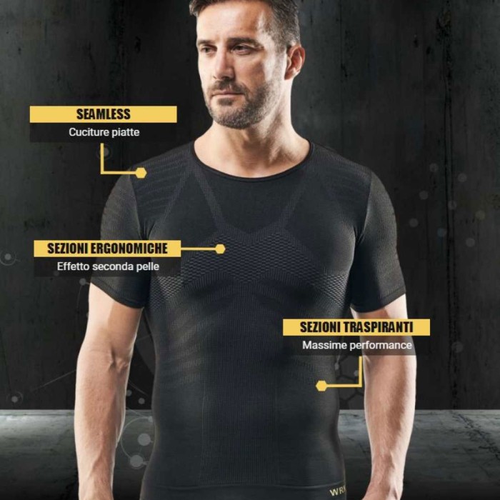 Maglia uomo WRK termica manica corta girocollo in dryarn ideale per lo sport