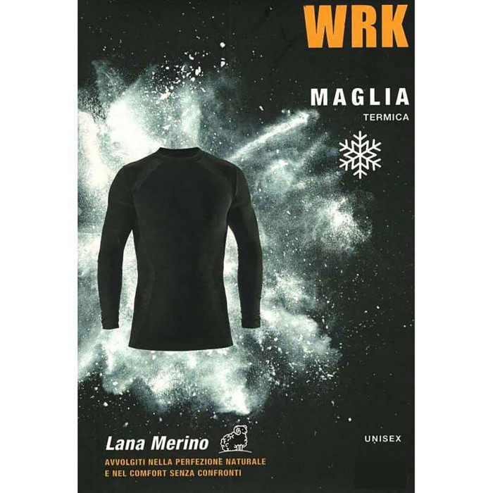 Maglia Termica unisex WRK tecnica manica lunga girocollo in lana merino per sport