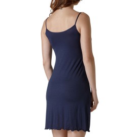 Abitino vestito donna Tramonte spalla stretta in viscosa liscia con plissé e fiocco 2