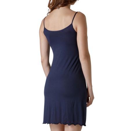 Abitino vestito donna Tramonte spalla stretta in viscosa liscia con plissé e fiocco