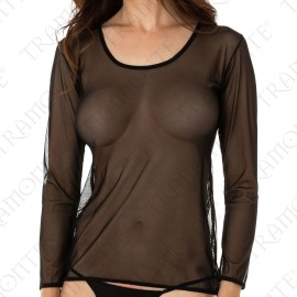 Maglia donna Tramonte manica lunga a girocollo tutta in sexy tulle trasparente