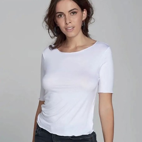 T-Shirt donna Magic Dream manica corta 3/4 con girocollo ampio in fibra di Bamboo