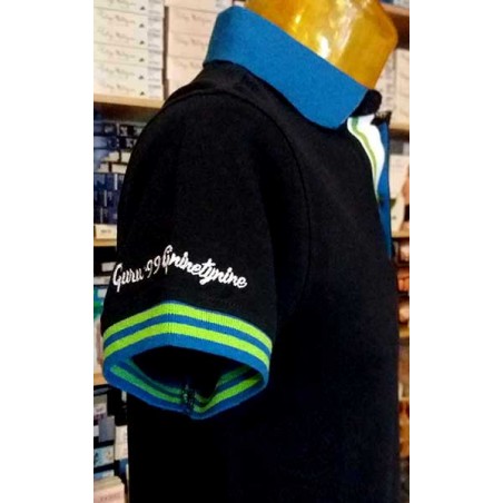 Polo uomo Guru con logo frontale e sula manica, collo con stampa