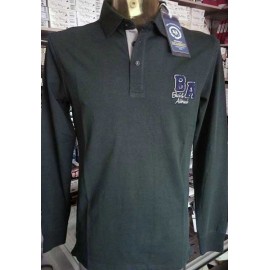 Polo uomo Baci & Abbracci manica lunga con logo e stampa collo