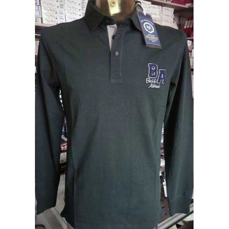 Polo uomo Baci & Abbracci manica lunga con logo e stampa collo