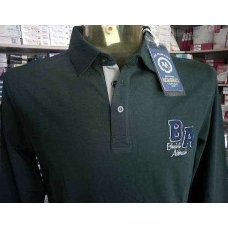 Polo uomo Baci & Abbracci manica lunga con logo e stampa collo
