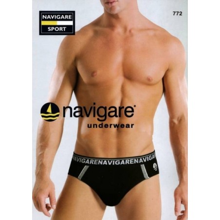 3 Slip uomo Navigare, cotone con bande, elastico esterno logato