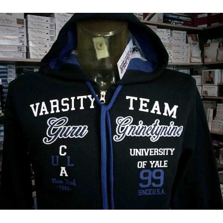 Felpa uomo Guru con logo stampato e ricamato con cappuccio