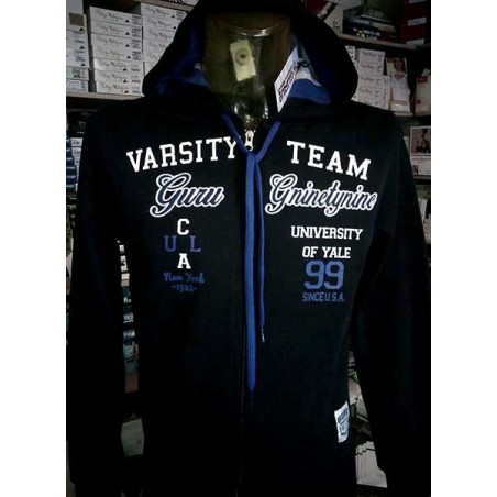 Felpa uomo Guru con logo stampato e ricamato con cappuccio