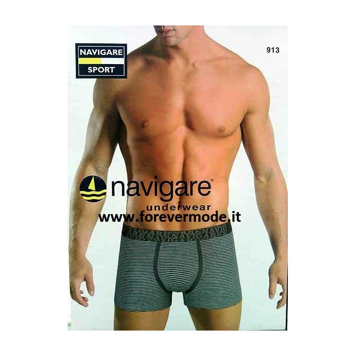 3 Boxer uomo Navigare in cotone a righe tinto in filo e bande