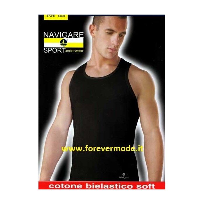 3 Canottiere uomo Navigare cotone elasticizzato con logo