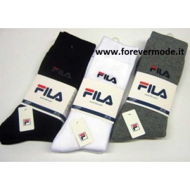 3 Calzini uomo Fila corti in cotone elastico con logo ricamato