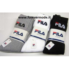 3 Calzini uomo Fila corto in spugna di cotone e logo ricamato