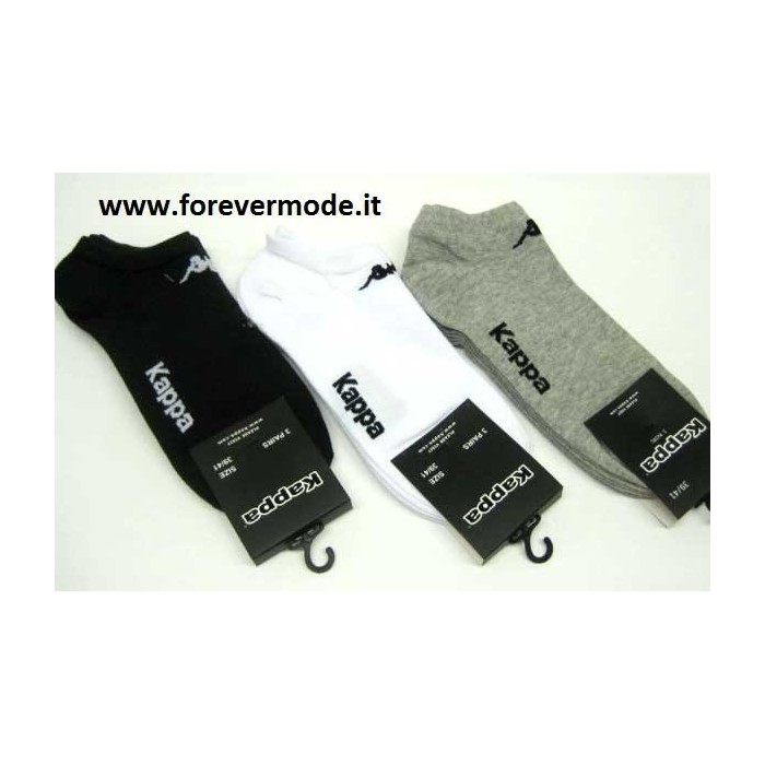 3 Calzini pedulini uomo Kappa in cotone elastico e logo ricamato