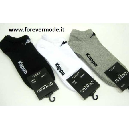 3 Calzini pedulini uomo Kappa in cotone elastico e logo ricamato