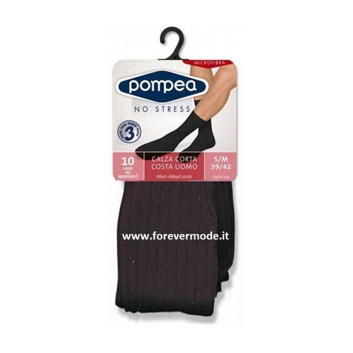3 Paia Calze uomo Pompea corte in microfibra a coste medie