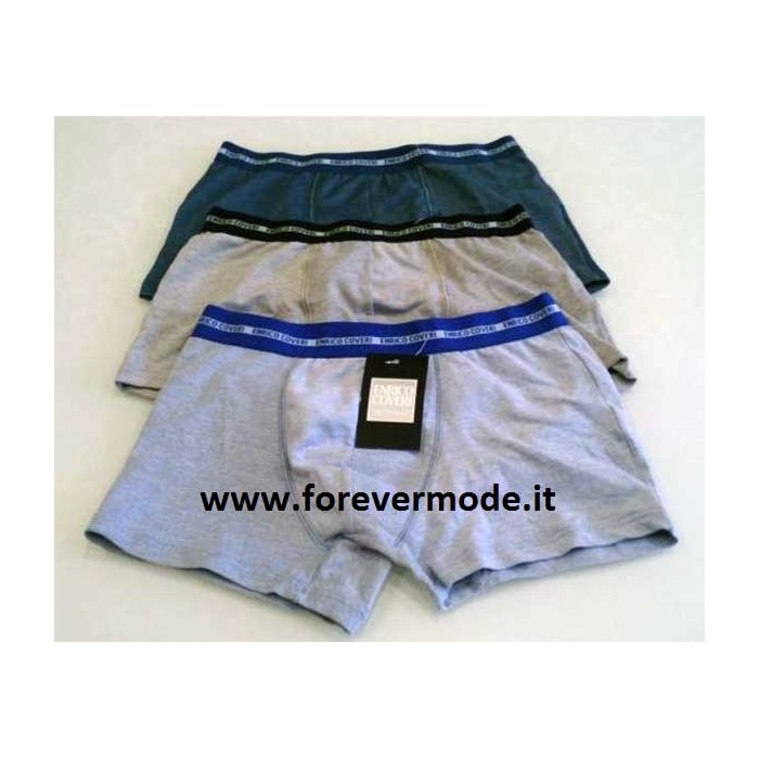 3 Boxer uomo Enrico Coveri in cotone con elastico esterno logato