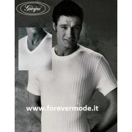 T-shirt uomo Gicipi manica corta con scollo V in filoscozia tessuto scarto ago 2