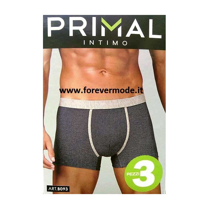 3 Boxer uomo Primal in cotone fantasia con bande ed elastico logo