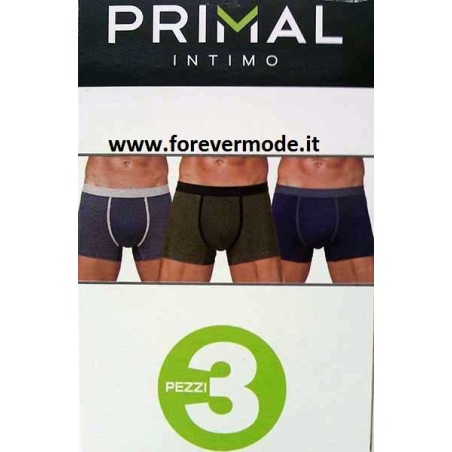 3 Boxer uomo Primal in cotone fantasia con bande ed elastico logo