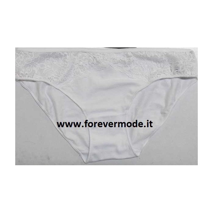 2 Slip da donna Cotonella in cotone elasticizzato con inserti di pizzo