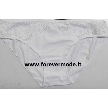 2 Slip da donna Cotonella in cotone elasticizzato con inserti di pizzo