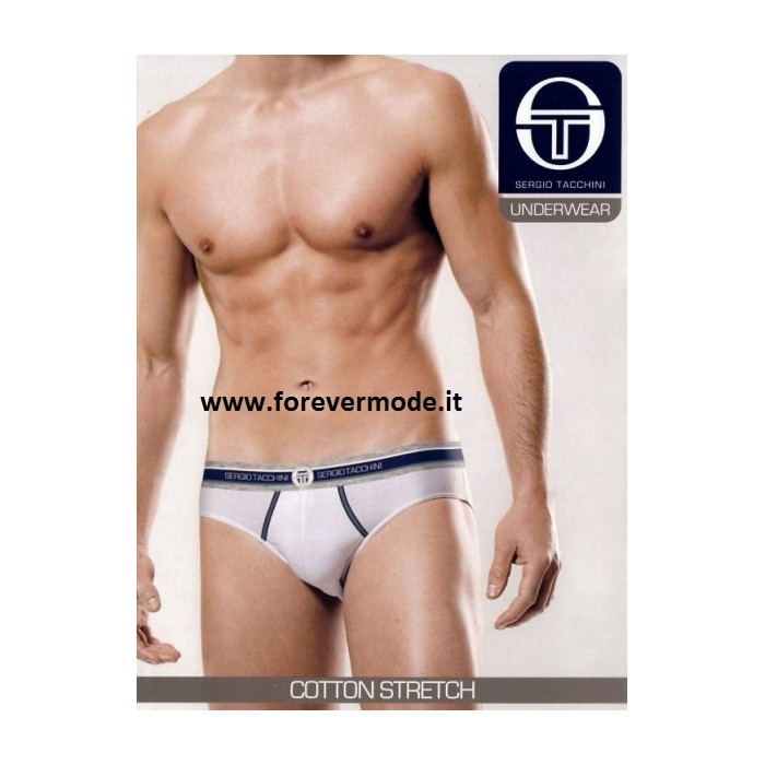 3 Slip uomo Sergio Tacchini in cotone elasticizzato con profili ed elastico logo