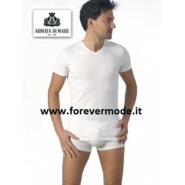 T-shirt uomo Armata di Mare manica corta con scollo a V in cotone elasticizzato 2