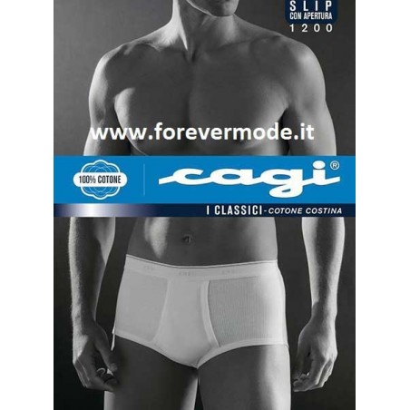 Slip uomo Cagi alto e classico a costina con apertura