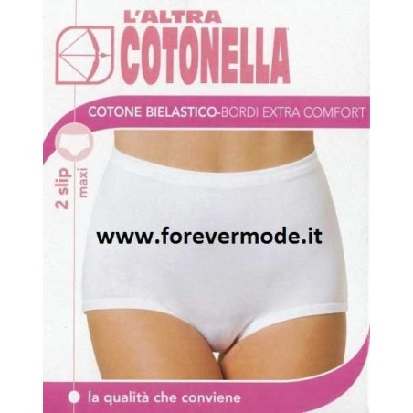 2 Slip da donna Cotonella maxi in cotone bi-elastico con elastici tubolari