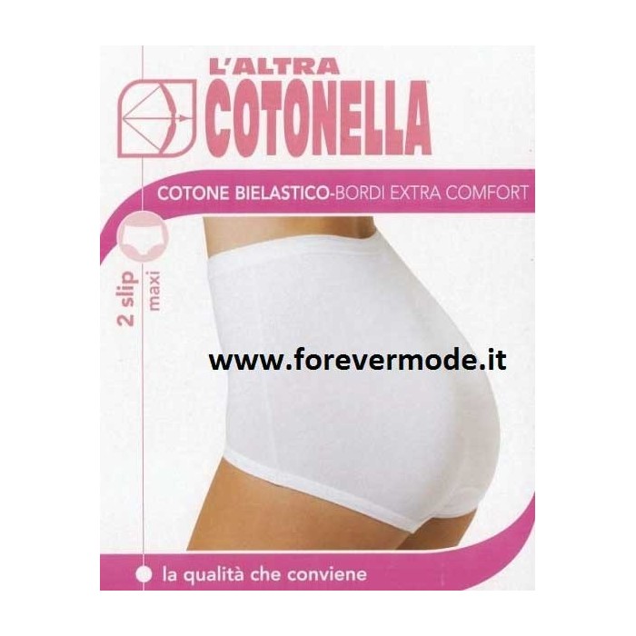 2 Slip da donna Cotonella maxi in cotone bi-elastico con elastici tubolari