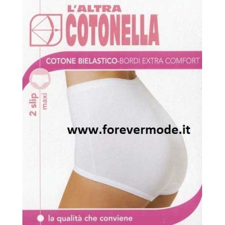2 Slip da donna Cotonella maxi in cotone bi-elastico con elastici tubolari