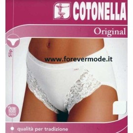 Slip donna Cotonella sgambato con pizzo in cotone elasticizzato