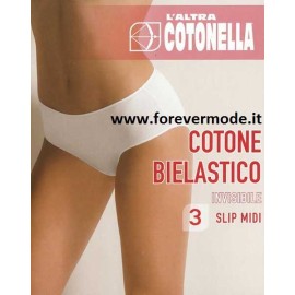 3 Slip donna Cotonella midi cotone elastico e cuciture antisegno