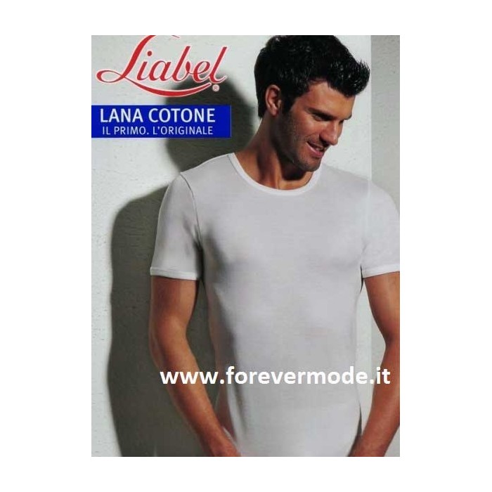 T-Shirt uomo Liabel manica corta a girocollo con esterno lana e interno cotone