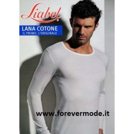 T-Shirt uomo Liabel manica lunga a girocollo con esterno lana e interno cotone