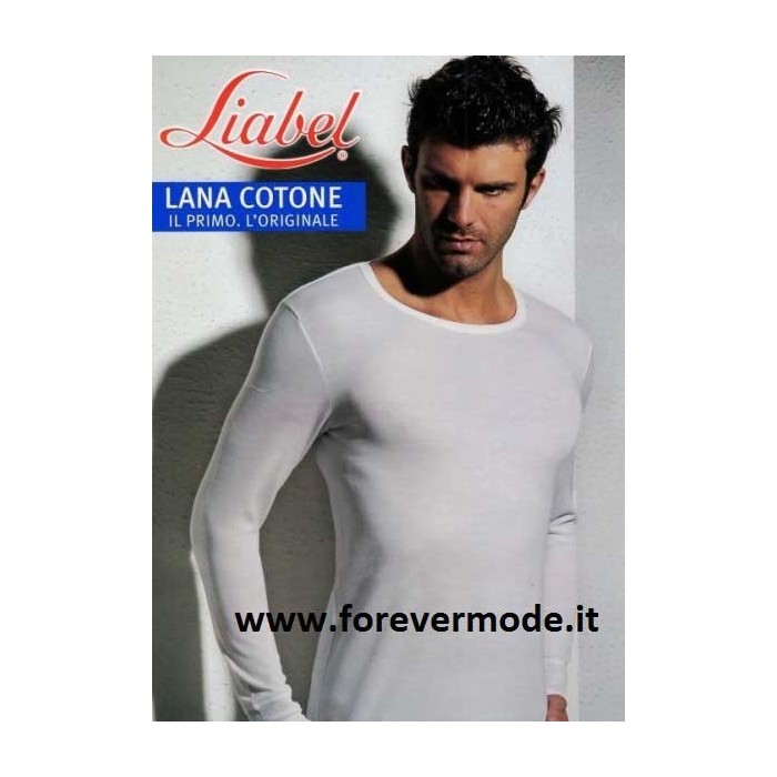 T-Shirt uomo Liabel manica lunga a girocollo con esterno lana e interno cotone
