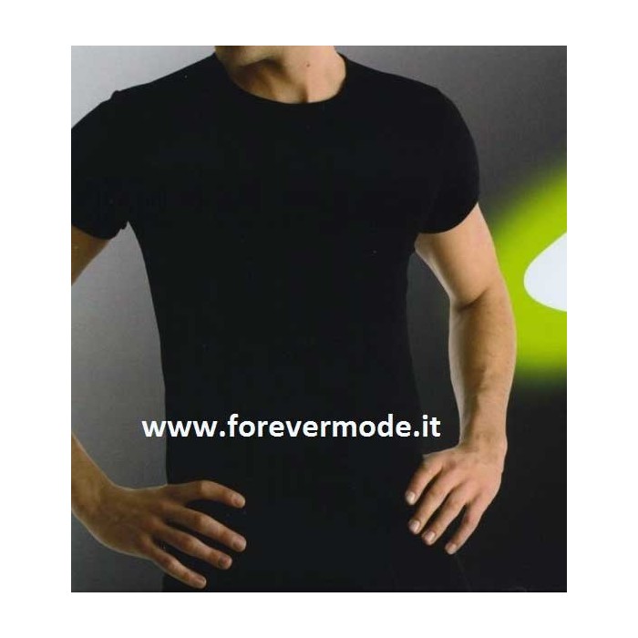 T-shirt uomo Ever manica corta con scollo basso in jersey di cotone aderente