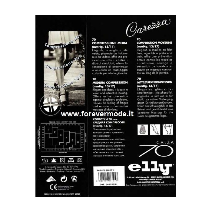 1 Paio di Calza da donna Elly 70 primi disturbi di circolazione mmHg 13/17