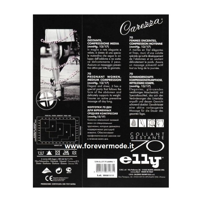 Collant donna Elly 70 den gestante compressione media mmHg 13/17