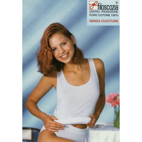 Canottiera donna MBV o Moretta a spalla larga in filo di scozia con profili in raso