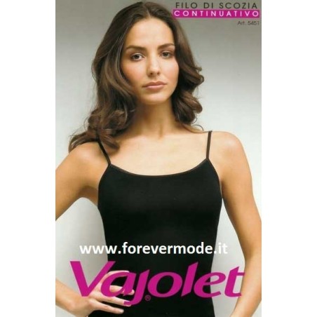 Canottiera donna Vajolet a spalla stretta in filoscozia liscio con spalline elastiche