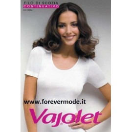 Maglia donna Vajolet manica corta in filoscozia e bordi in raso